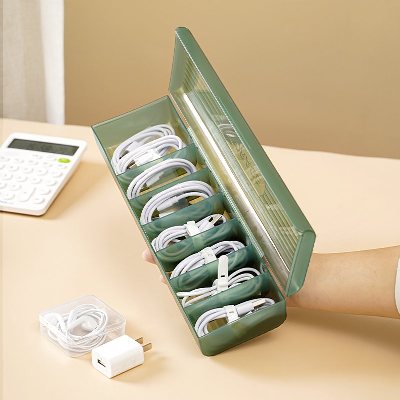 7 grids arrangement desktop data mobile phone charger charging cable wire organizer storage box