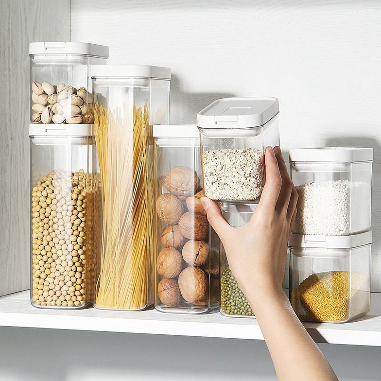 Airtight Food Storage Container Plastic Cereal Storage Box Household Kitchen Grain Spice Storage Jar