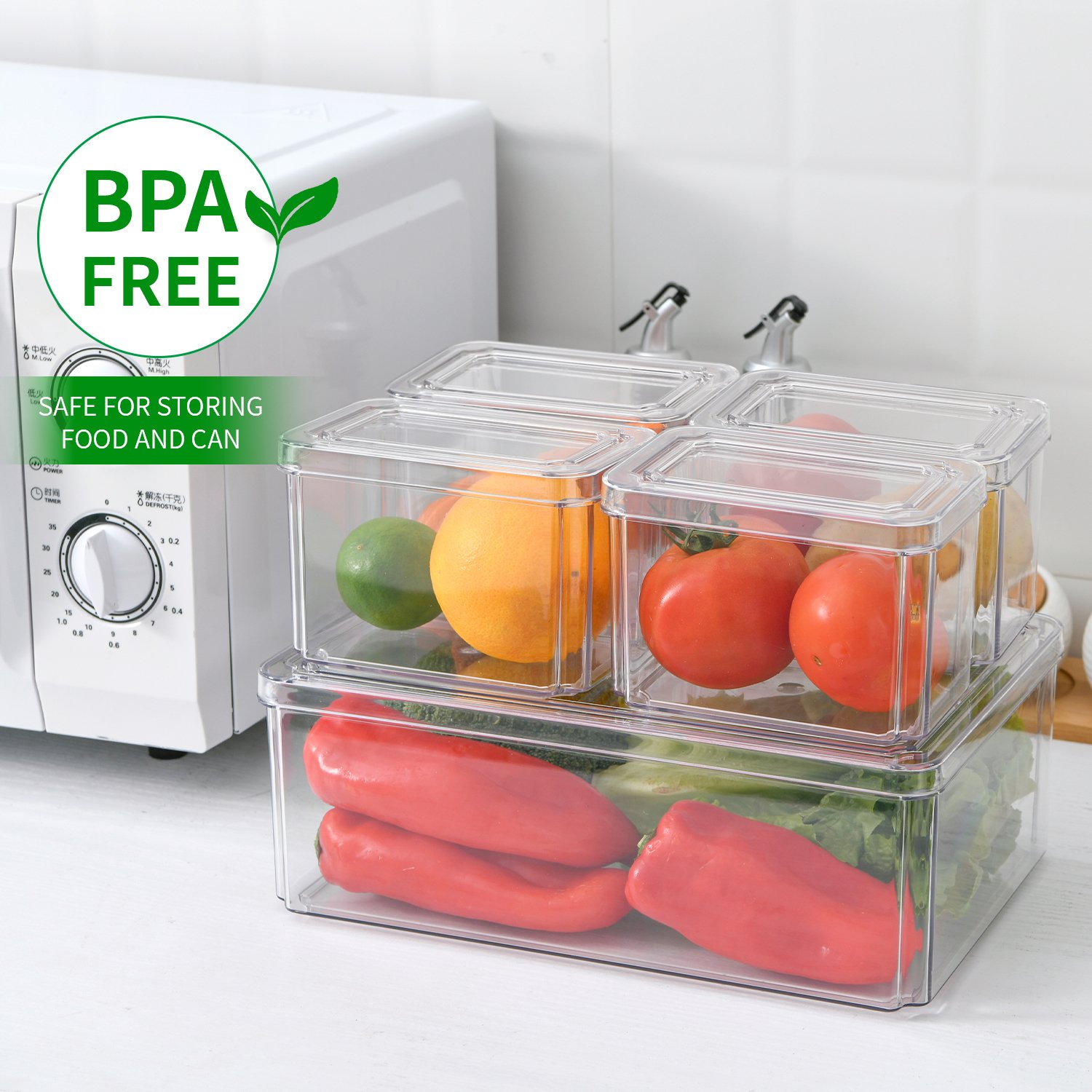 5PCS Wholesale High Quality Plastic PET 5pcs Refrigerator Organizer Set Food Storage Containers with Factory Price