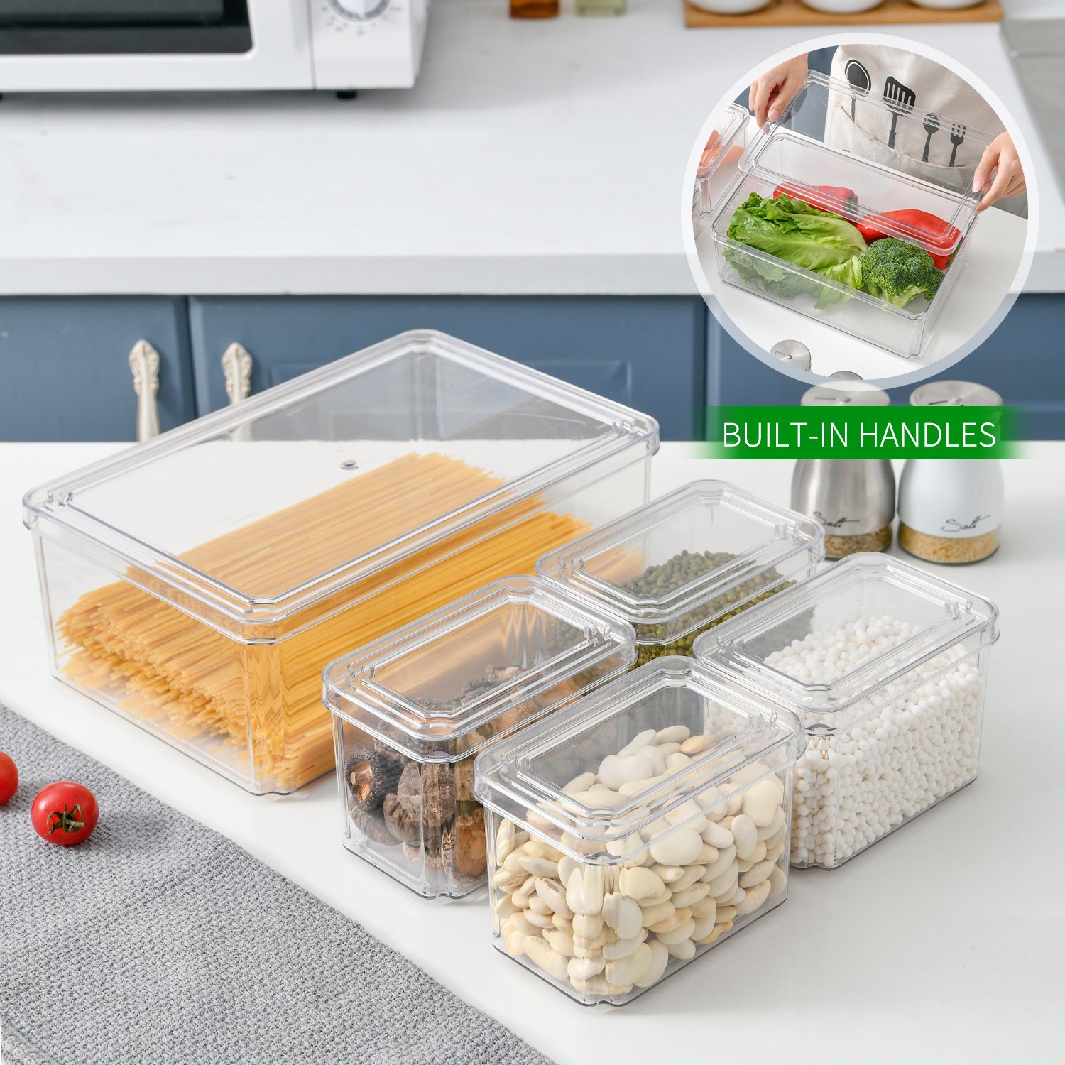 5PCS Wholesale High Quality Plastic PET 5pcs Refrigerator Organizer Set Food Storage Containers with Factory Price