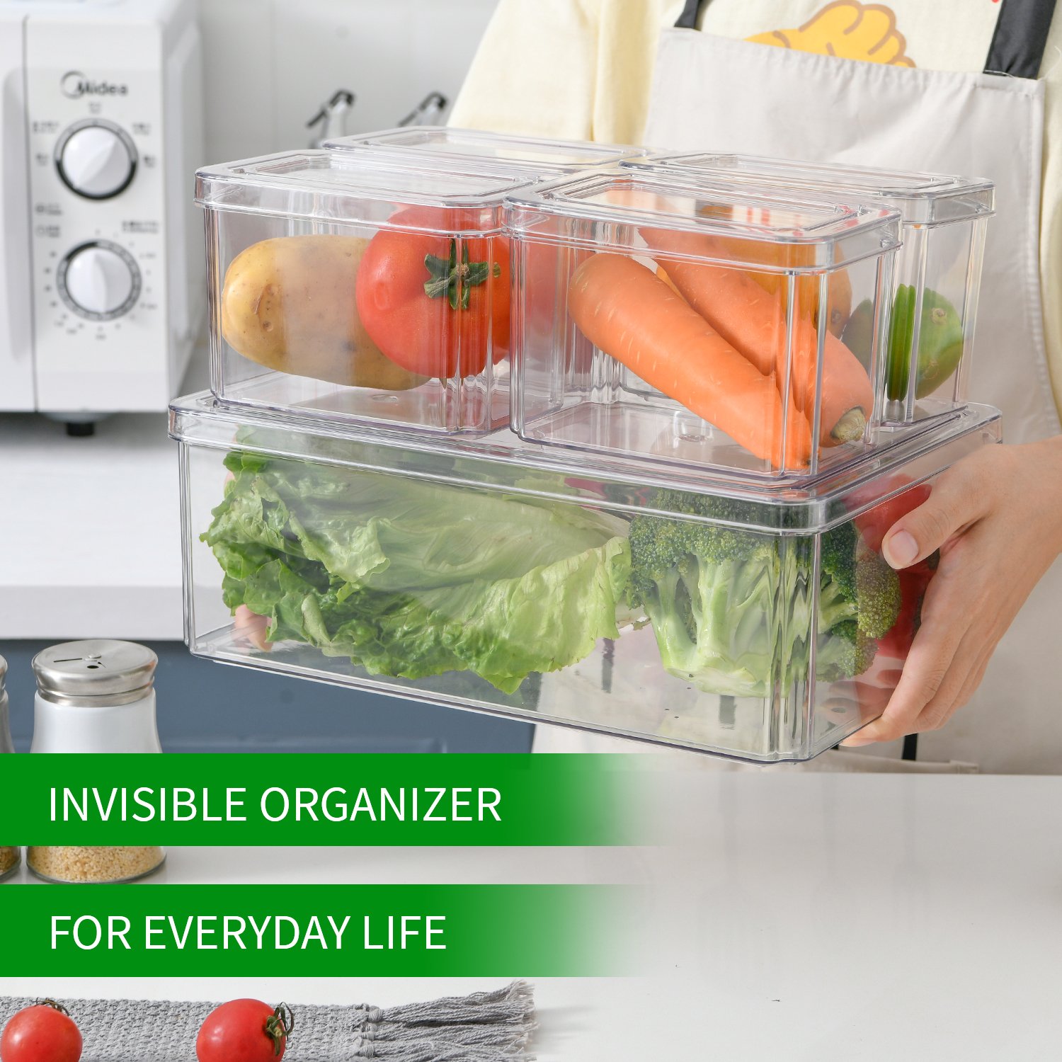5PCS Wholesale High Quality Plastic PET 5pcs Refrigerator Organizer Set Food Storage Containers with Factory Price