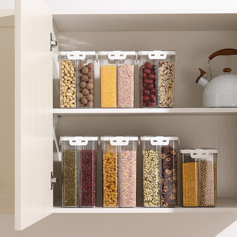 Wannuo 3L Plastic Kitchen Food Storage Container Set 4 Grids PET and PP Material Safe Storage Airtight Food Containers