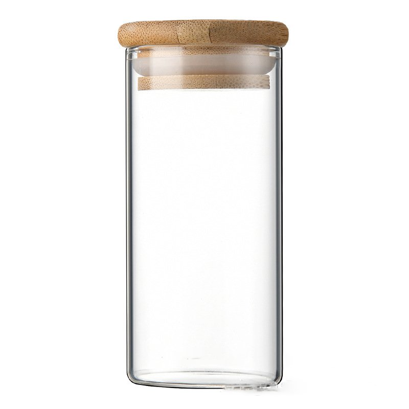DS1548 Kitchen Pantry Organization Food Storage Container Glass Jars Seasoning Bottle Bamboo Lid Glass Storage Tank