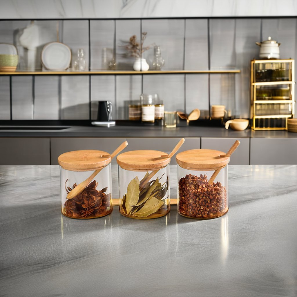 Custom Logo Eco-Friendly Glass Bottles and Jars for Snacks for Kitchen Food Storage
