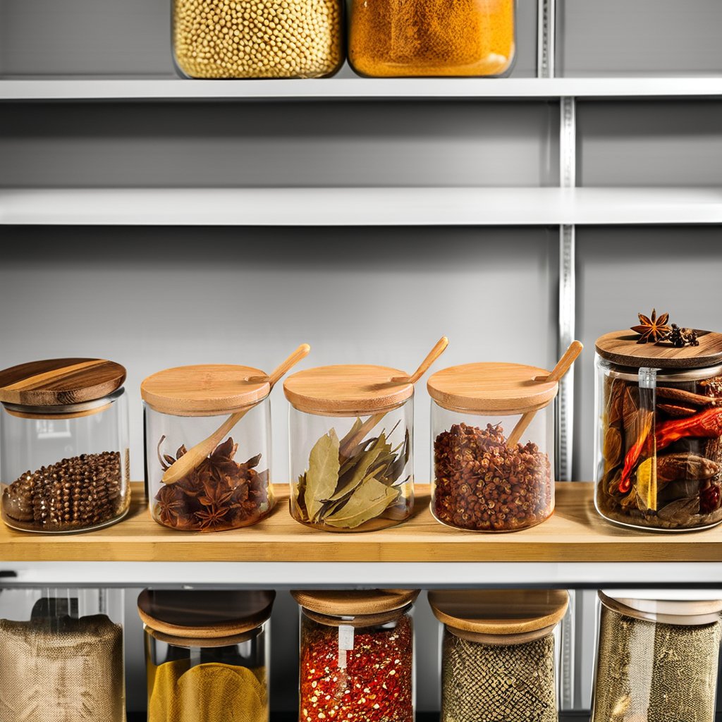 Custom Logo Eco-Friendly Glass Bottles and Jars for Snacks for Kitchen Food Storage