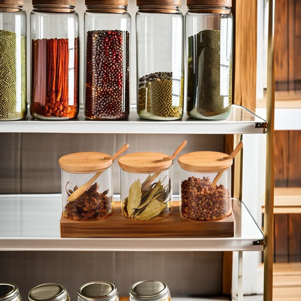 Custom Logo Eco-Friendly Glass Bottles and Jars for Snacks for Kitchen Food Storage