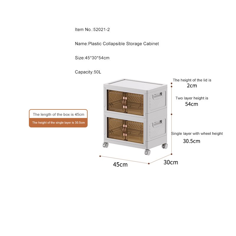Collapsible Plastic Closet Organizers Storage Box Stackable Storage Bins With Lids and Double Doors