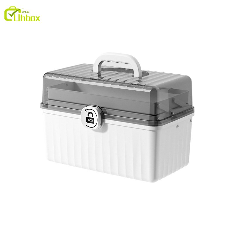 Portable Multi-Functional Home Family Plastic Storage Box Handle Large Capacity Medicine Organizer First Aid Kit Tool Bag