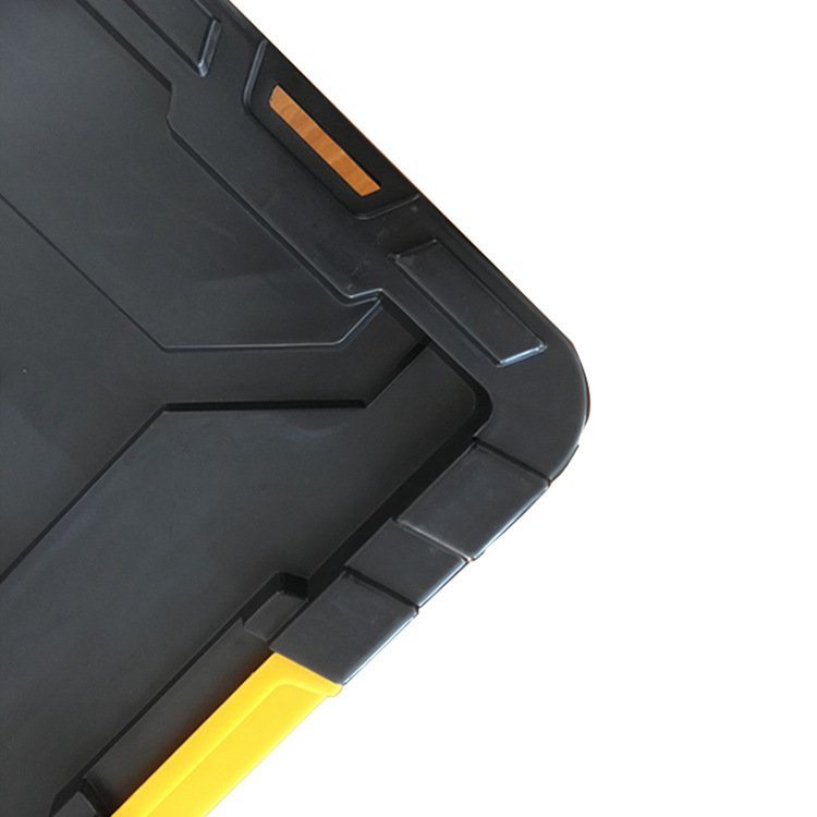 Hot selling export model 25L/6.7 gallon black box yellow lid plastic storage box customized plastic totes for storage with lid