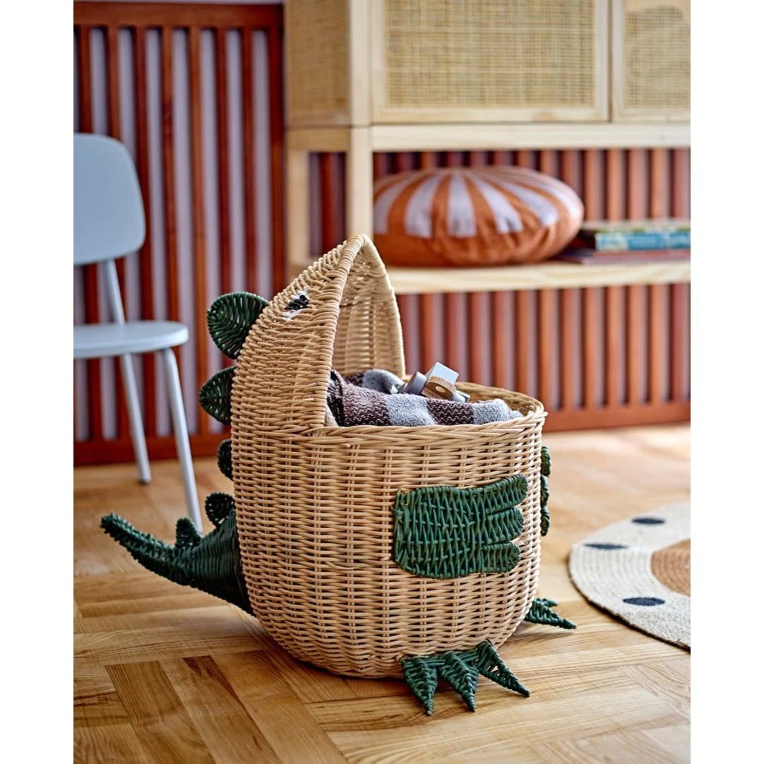 Best Choice Handwoven Rattan Storage Basket Dinosauriers Cute Customized Logo and Package Handmade in Vietnam Handicraft