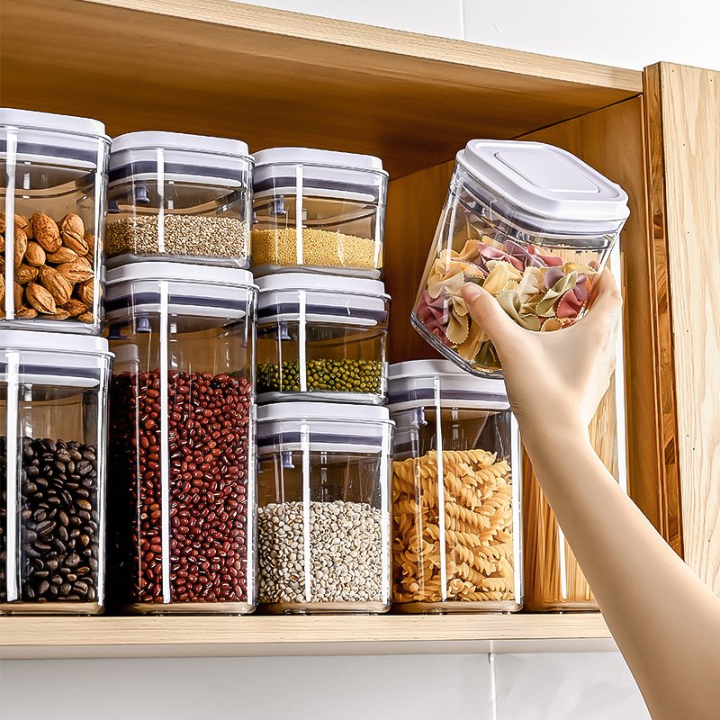 DC7 BPA Free Airtight POP Up Container Pantry & Kitchen Food Storage Container Bins and Boxes for Dry Food, Cereal, Nuts, Snacks