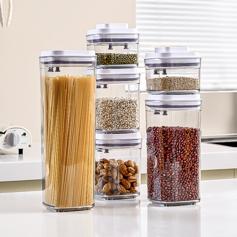 DC7 BPA Free Airtight POP Up Container Pantry & Kitchen Food Storage Container Bins and Boxes for Dry Food, Cereal, Nuts, Snacks