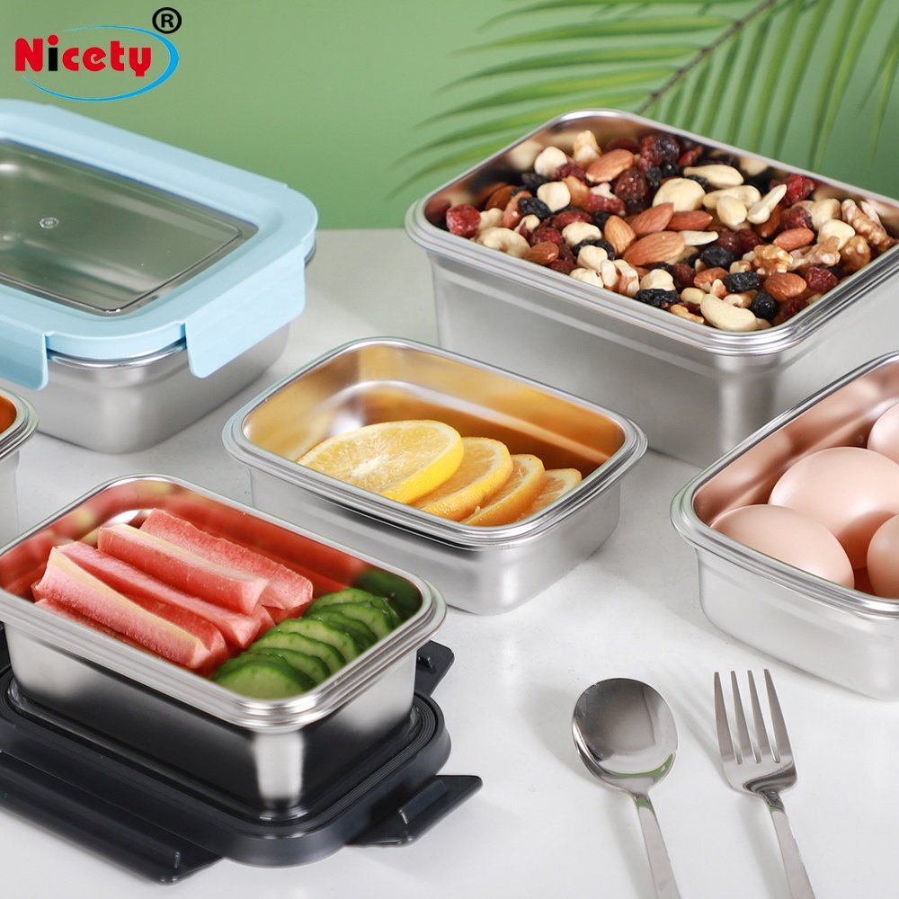 Nicety metal bento box 18/8 stainless steel food container for adult eco kids lunch box for freshness preservation