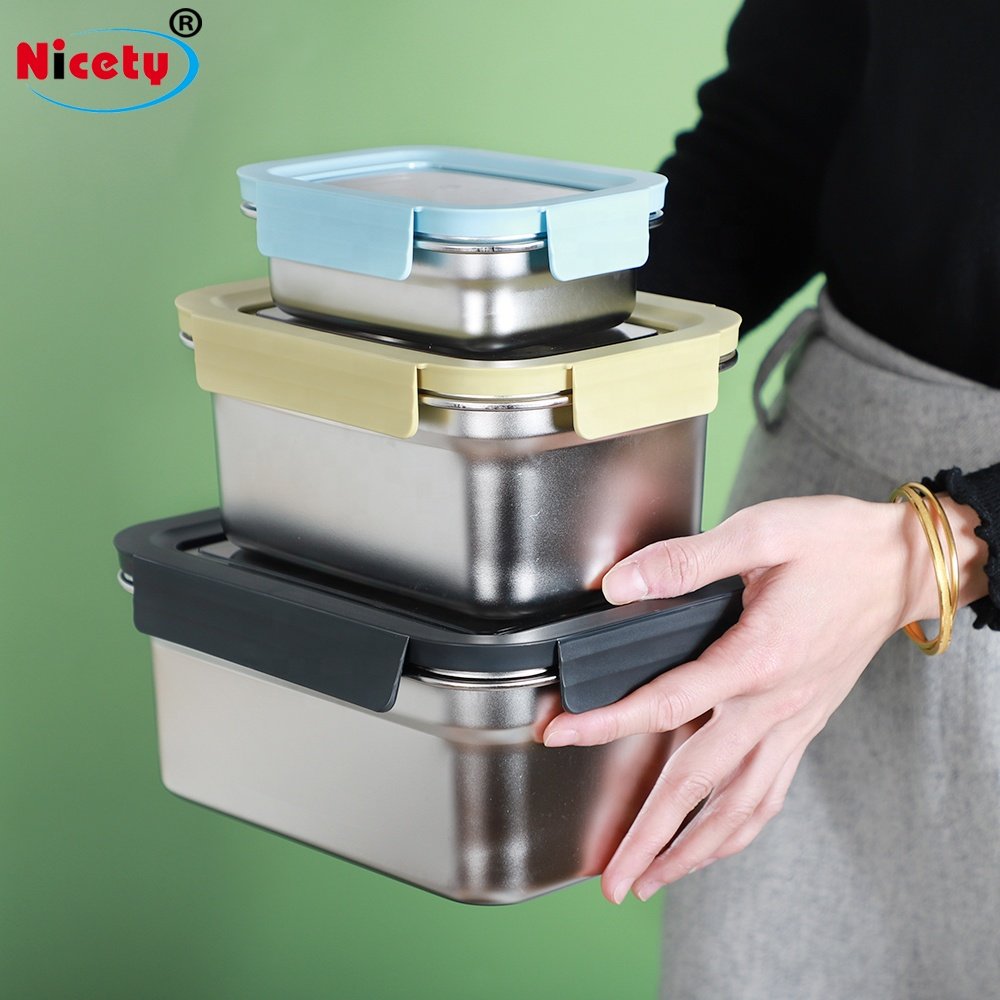 Nicety metal bento box 18/8 stainless steel food container for adult eco kids lunch box for freshness preservation