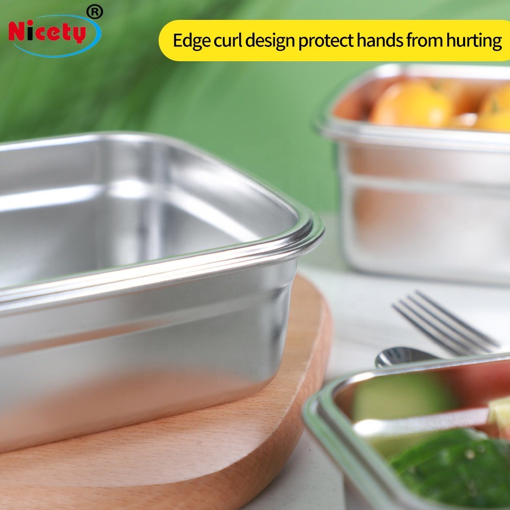 Nicety metal bento box 18/8 stainless steel food container for adult eco kids lunch box for freshness preservation