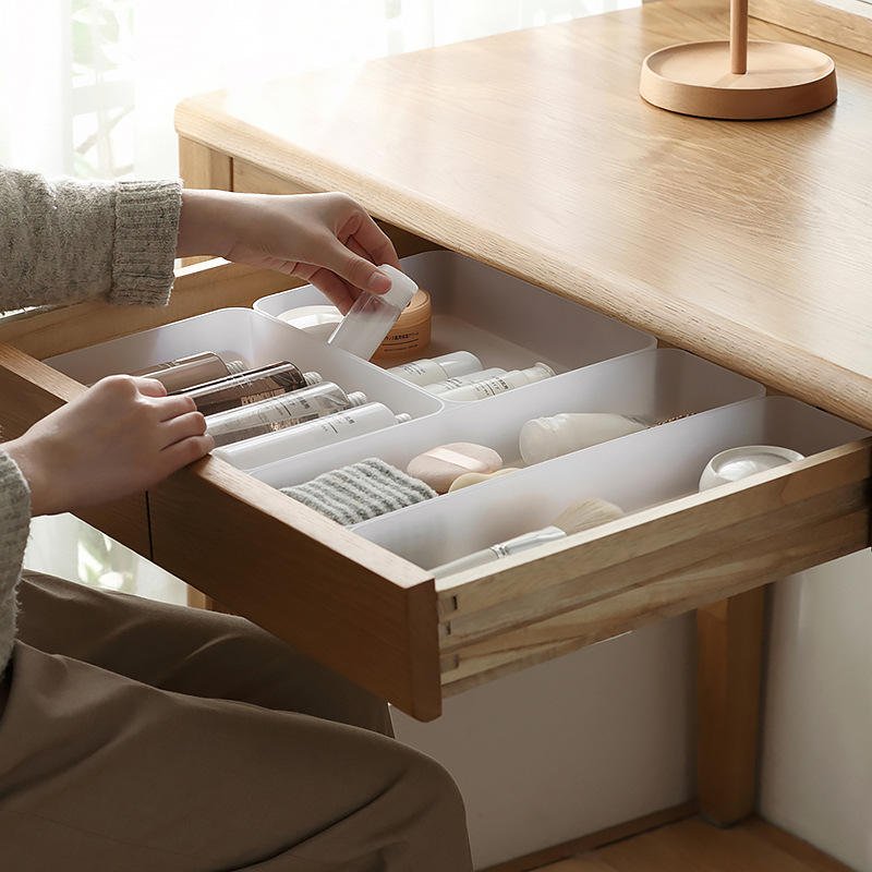 Household Cabinets Kitchen Drawer Organizer Box Cutlery Plastic Cosmetic Storage Box Built-In Separate Fork Storage Rack