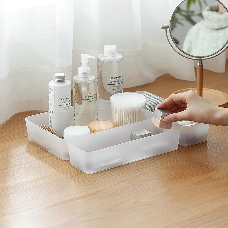 Household Cabinets Kitchen Drawer Organizer Box Cutlery Plastic Cosmetic Storage Box Built-In Separate Fork Storage Rack