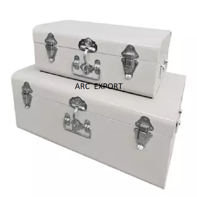 Exclusive Storage Box Trunk Metal Luxury Light Purple Color Decoration Designer With Silver Color Handle Decorating Clothes Box