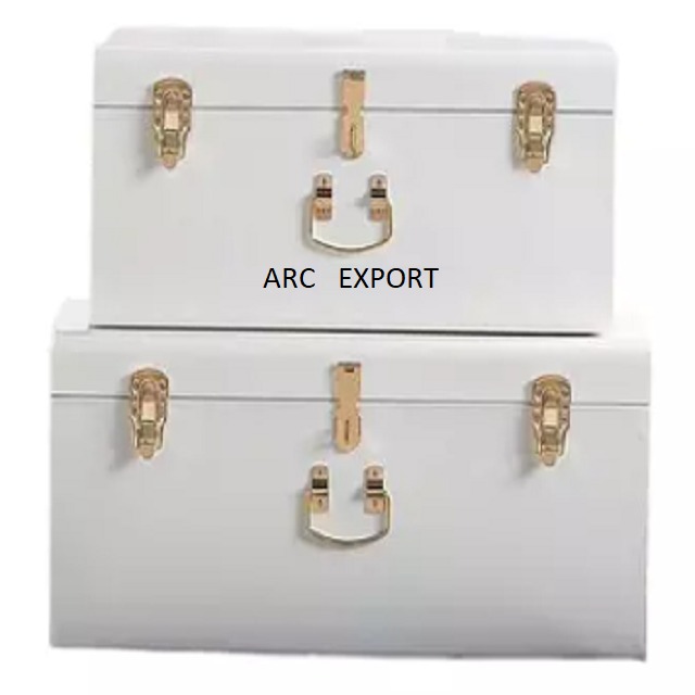 Exclusive Storage Box Trunk Metal Luxury Light Purple Color Decoration Designer With Silver Color Handle Decorating Clothes Box