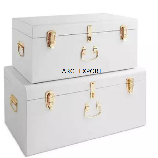 Exclusive Storage Box Trunk Metal Luxury Light Purple Color Decoration Designer With Silver Color Handle Decorating Clothes Box