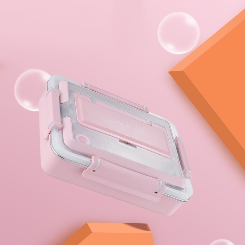 Portable 4 Grids Lunch Box 5-compartment Bento-style Kids Lunch Box Stainless Steel Lunch Box with Compartment