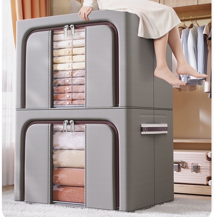 Large Capacity Steel Frame Storage Box Waterproof and Damp-Proof Home Organization Clothing Bin Home Storage Solution