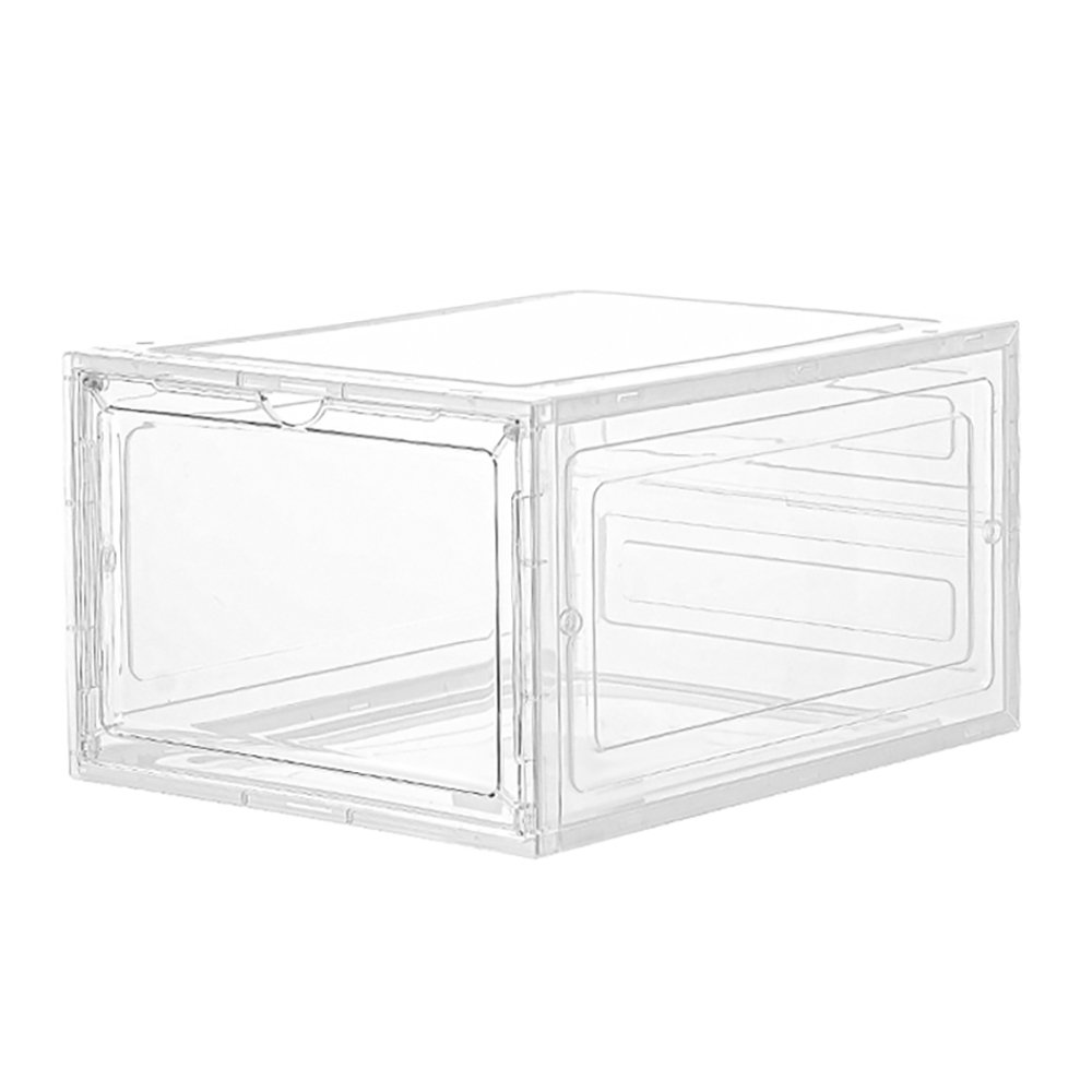 Wholesale transparent plastic sneaker stackable shoe storage boxes magnetic clear shoe box