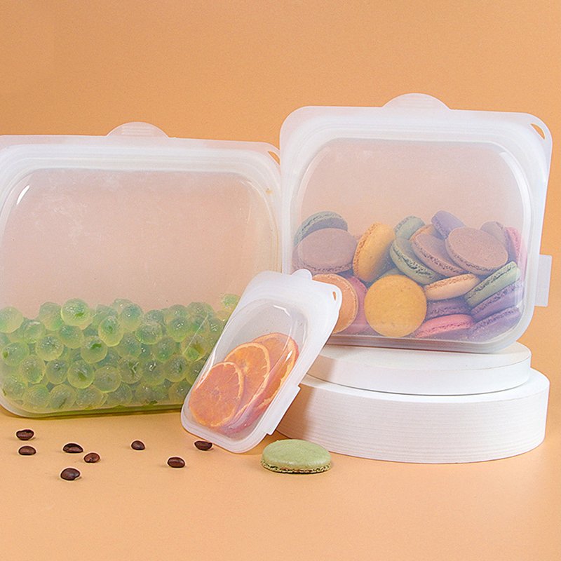 Food Grade Fresh Preservation Saver Freezer Sandwich Zipper Lock Reusable Sealer Silicone Food Storage Bag