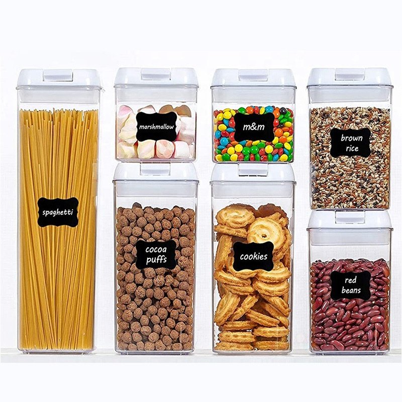 Wholesale Airtight Plastic 7 Pieces Pack Canister Cereal Kitchen Organizer Pantry Food Storage Containers Set With Lids