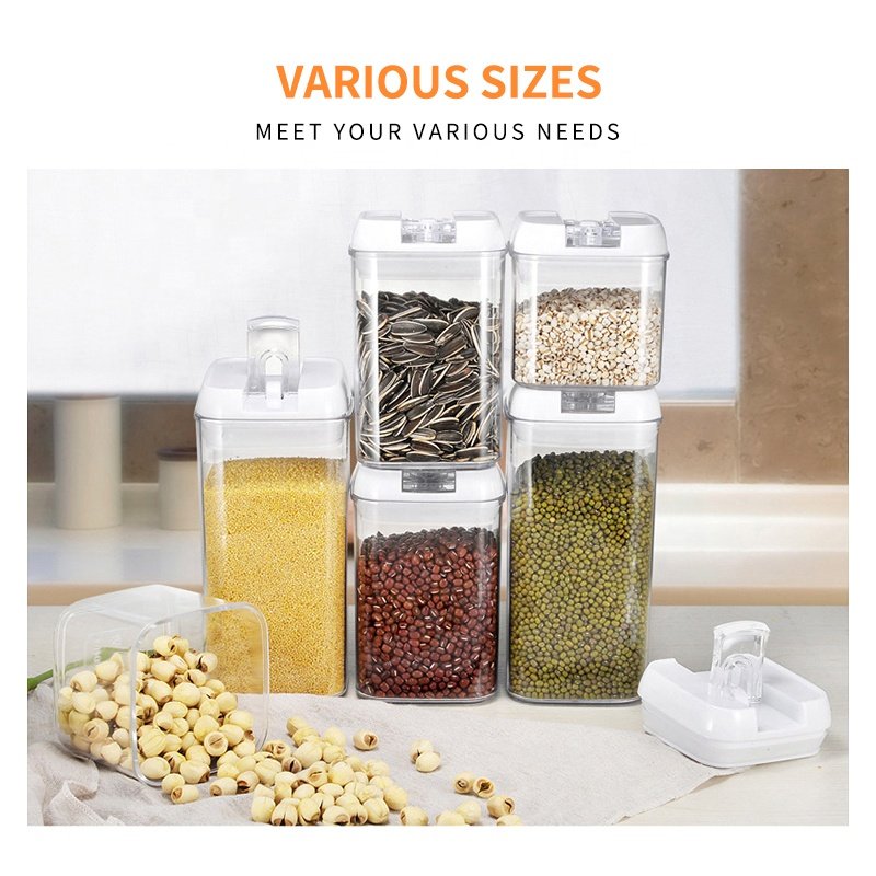 Wholesale Airtight Plastic 7 Pieces Pack Canister Cereal Kitchen Organizer Pantry Food Storage Containers Set With Lids