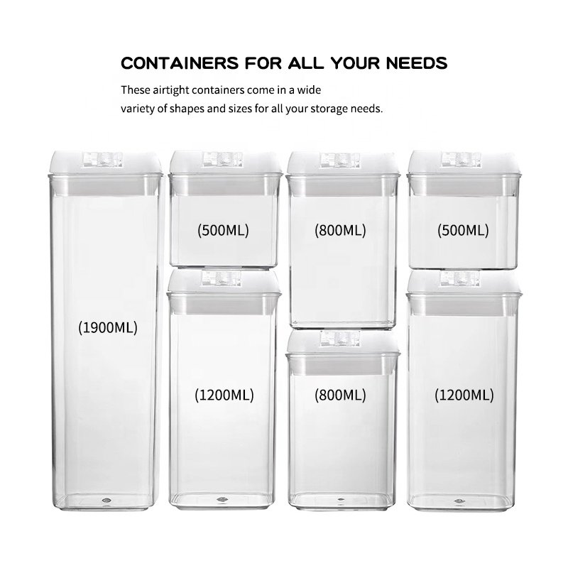 Wholesale Airtight Plastic 7 Pieces Pack Canister Cereal Kitchen Organizer Pantry Food Storage Containers Set With Lids