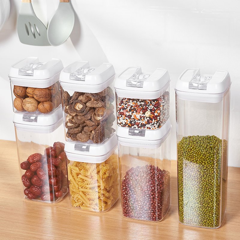 Wholesale Airtight Plastic 7 Pieces Pack Canister Cereal Kitchen Organizer Pantry Food Storage Containers Set With Lids