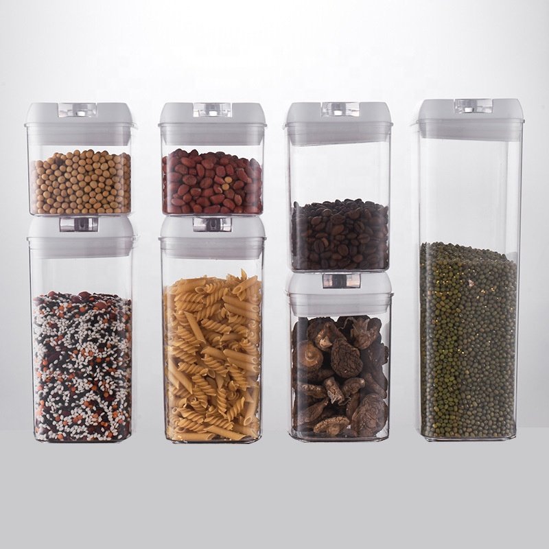 Wholesale Airtight Plastic 7 Pieces Pack Canister Cereal Kitchen Organizer Pantry Food Storage Containers Set With Lids