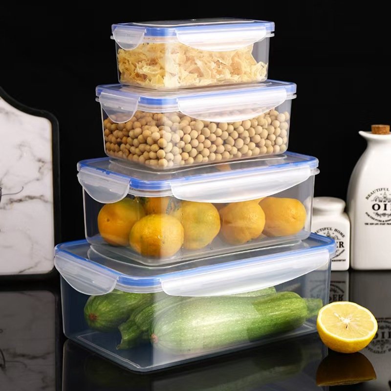 Kitchen Refrigerator Sealed Rectangular Refrigerator Storage Box with Lid Plastic Crisper Microwave-heated Lunch Box Storage Box