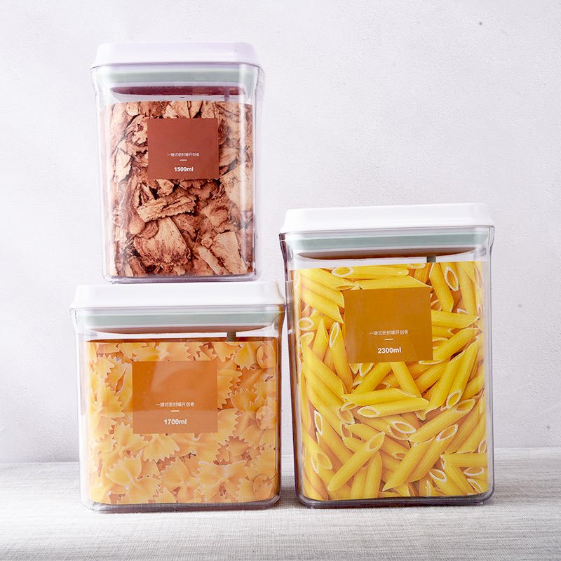 Cereal Dispenser Storage Box Sealed Cans Pop up Airtight Food Storage Container Transparent Kitchen Plastic Plastic Jars Europe