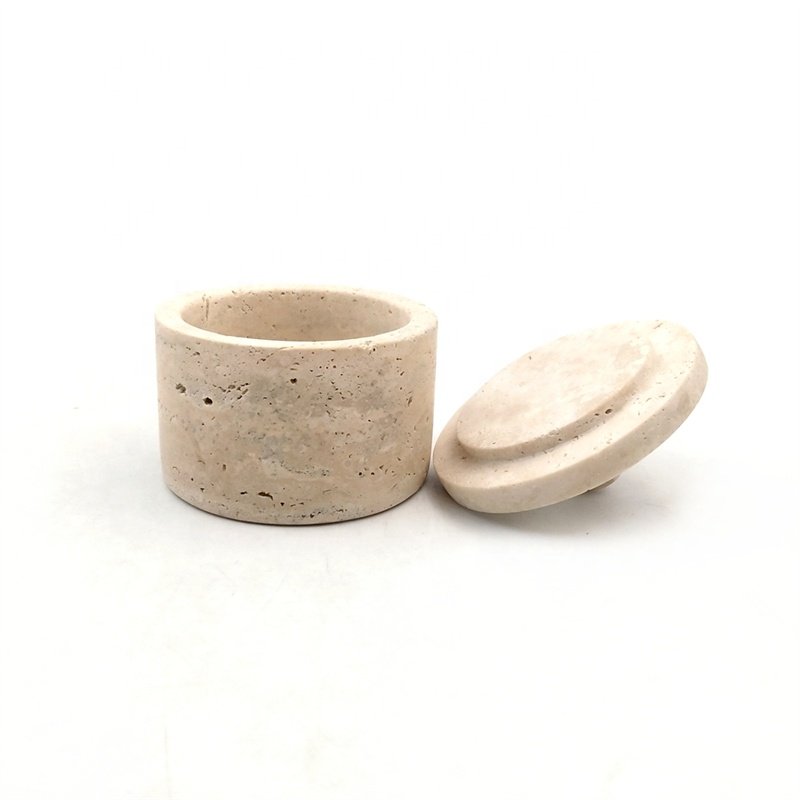Nordic Marble Storage Tanks Food Sealed Jars Beige Travertine Storage Tanks Marble Storage Tanks