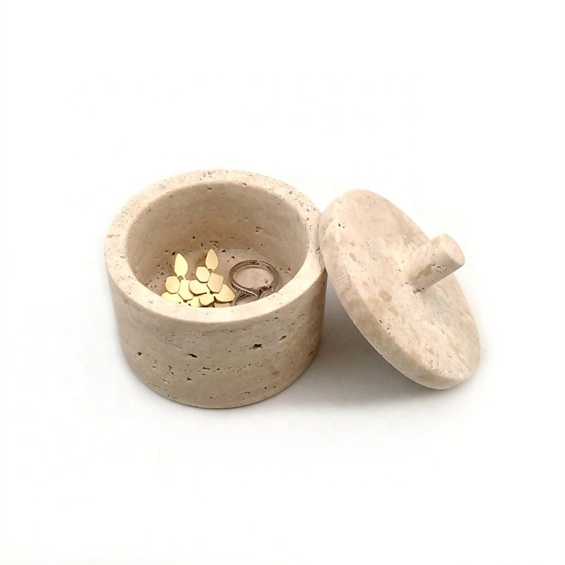 Nordic Marble Storage Tanks Food Sealed Jars Beige Travertine Storage Tanks Marble Storage Tanks