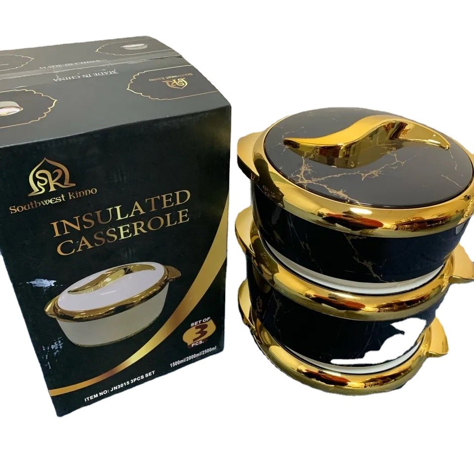 Cooking Casseroles round jumbo food warmer set for heatable 1.5L+2L+2.5L Africa insulated casserole food warmer