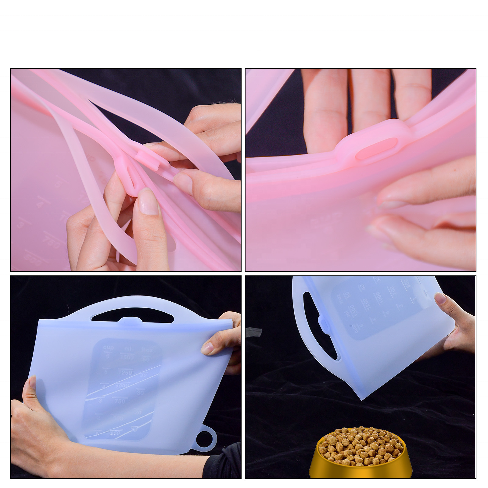 High Quality Kitchen Accessories Eco Friendly Products Microwave Safe Children's Snack Freezer Bag Silicone Food Storage Bags