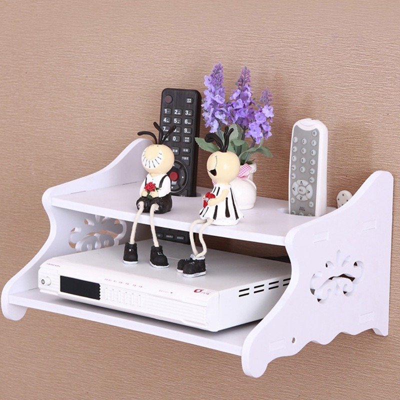 Modern Creative Simple TV Set-Top Box and Router Storage Shelf No Drilling Required