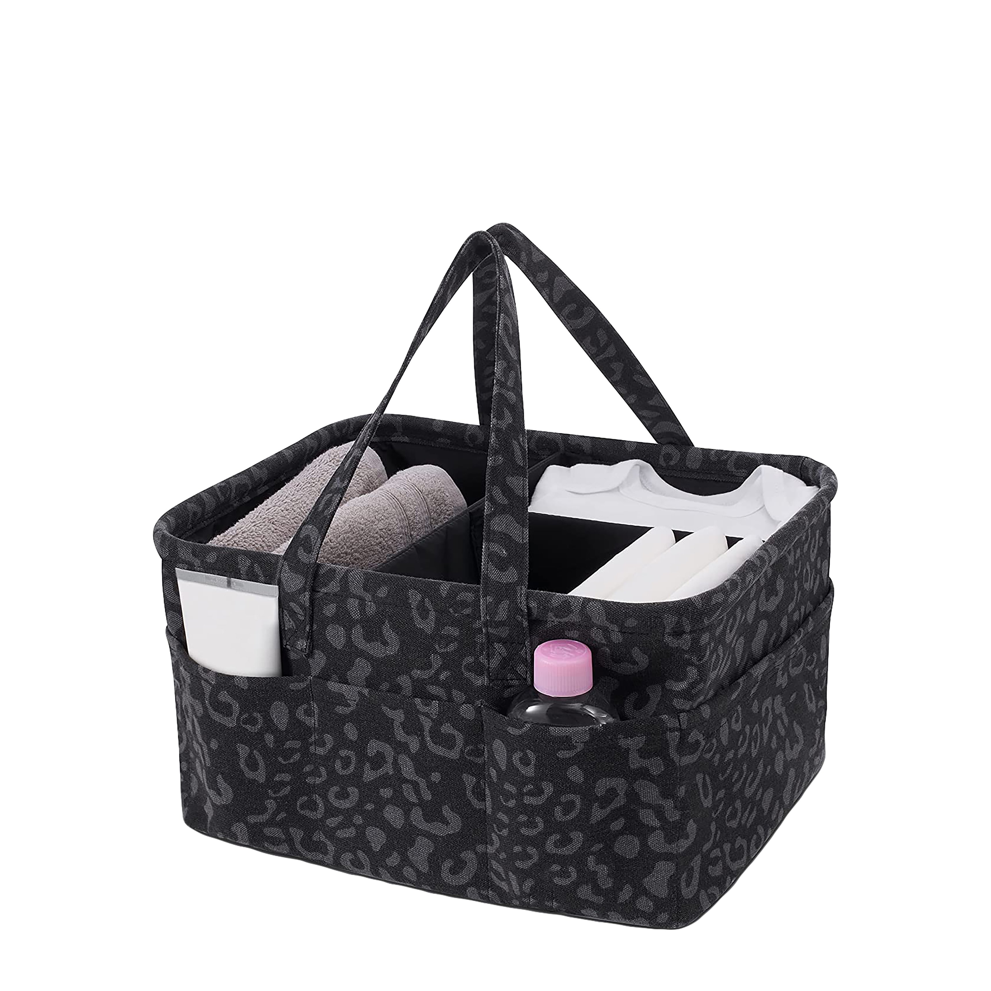 KUYUE Diaper Caddy Organizer,r with Handle, Baby Organizer for Nursery -modern Diaper Basket Storage Boxes & Bins Foldable Grey