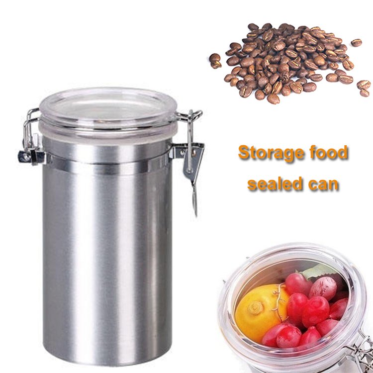 Various Capacities Kitchen Acrylic Tea Tin Can Coffee Bean Airtight Food Storage Can Metal Tank Jar Aluminum Canister With Lid