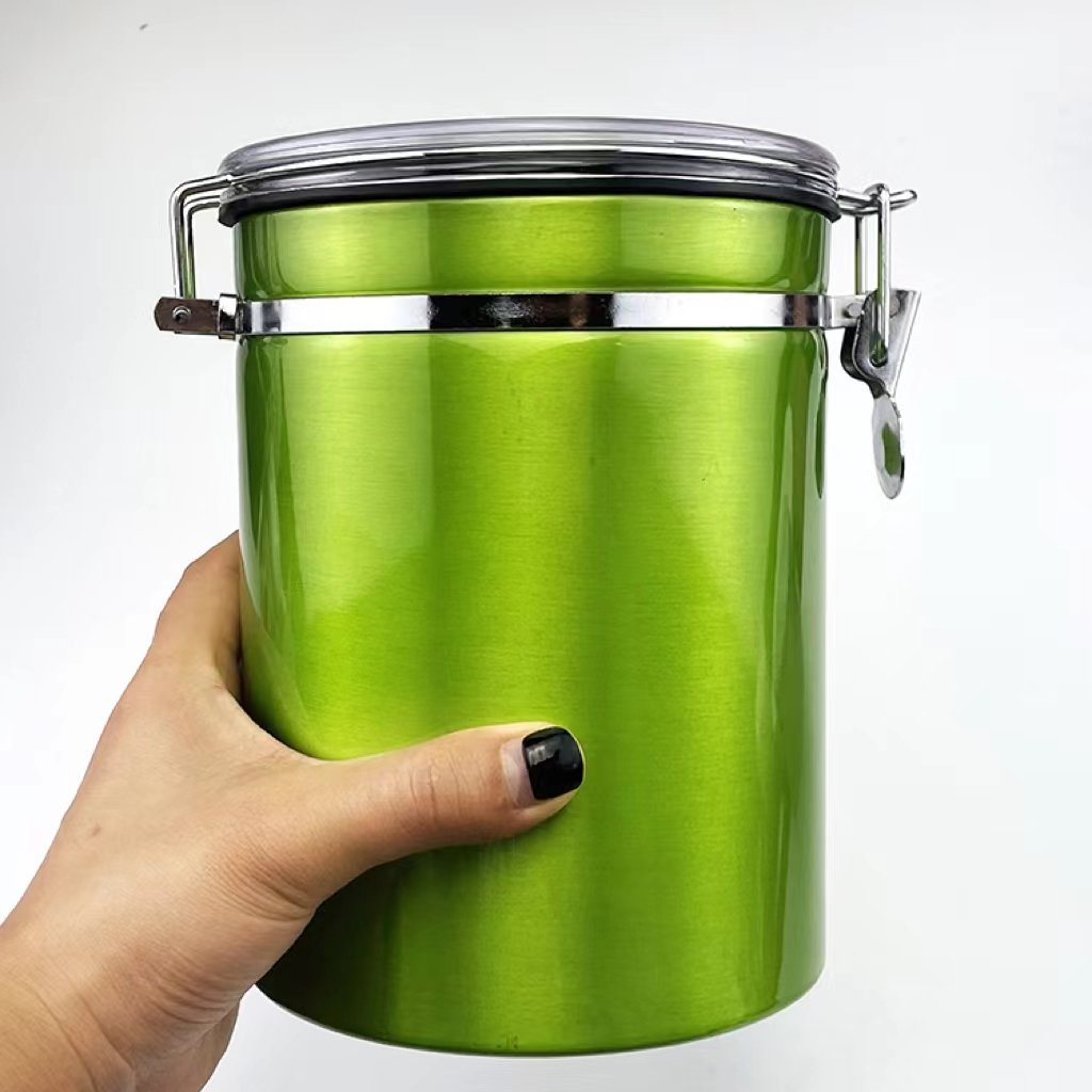 Various Capacities Kitchen Acrylic Tea Tin Can Coffee Bean Airtight Food Storage Can Metal Tank Jar Aluminum Canister With Lid