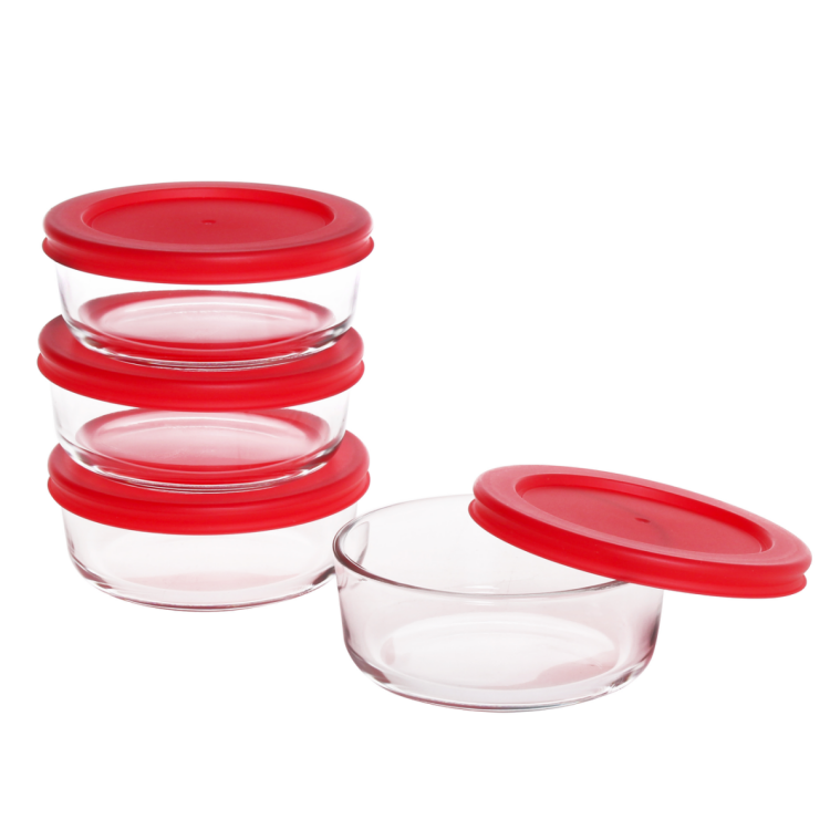 Different size eco friendly round kitchen food storage containers