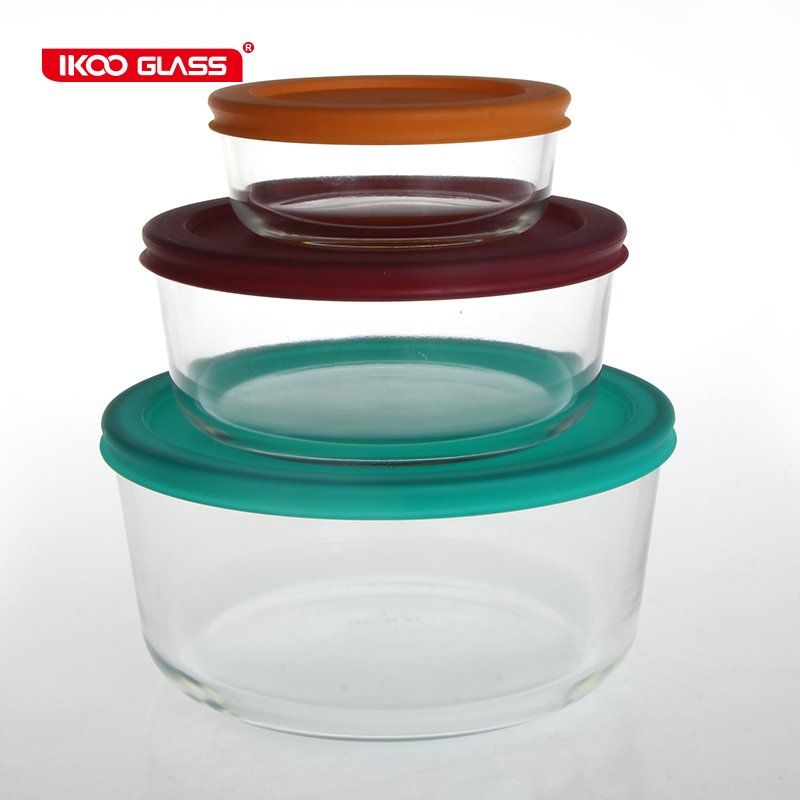 Different size eco friendly round kitchen food storage containers