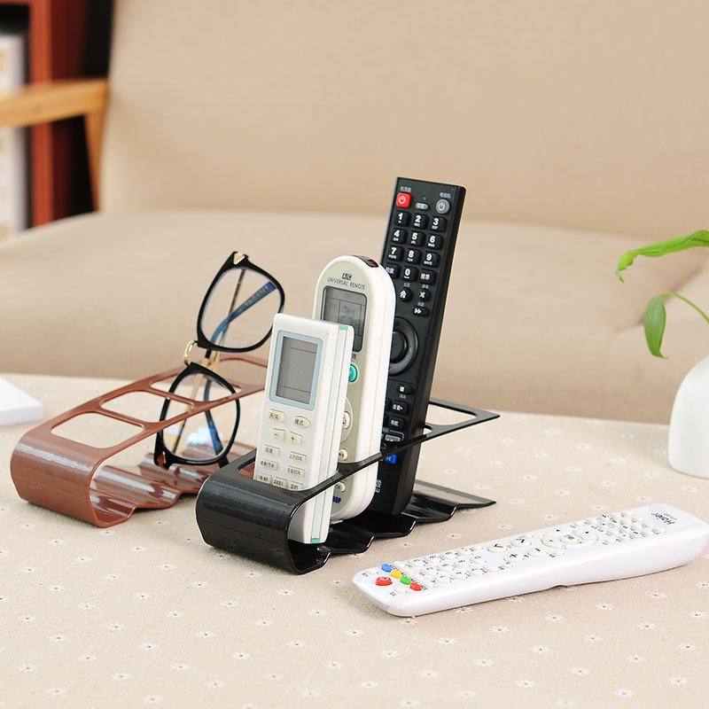 Household 4 Grid remote control organizer multi-functional four grid storage box plastic desktop shelving seat