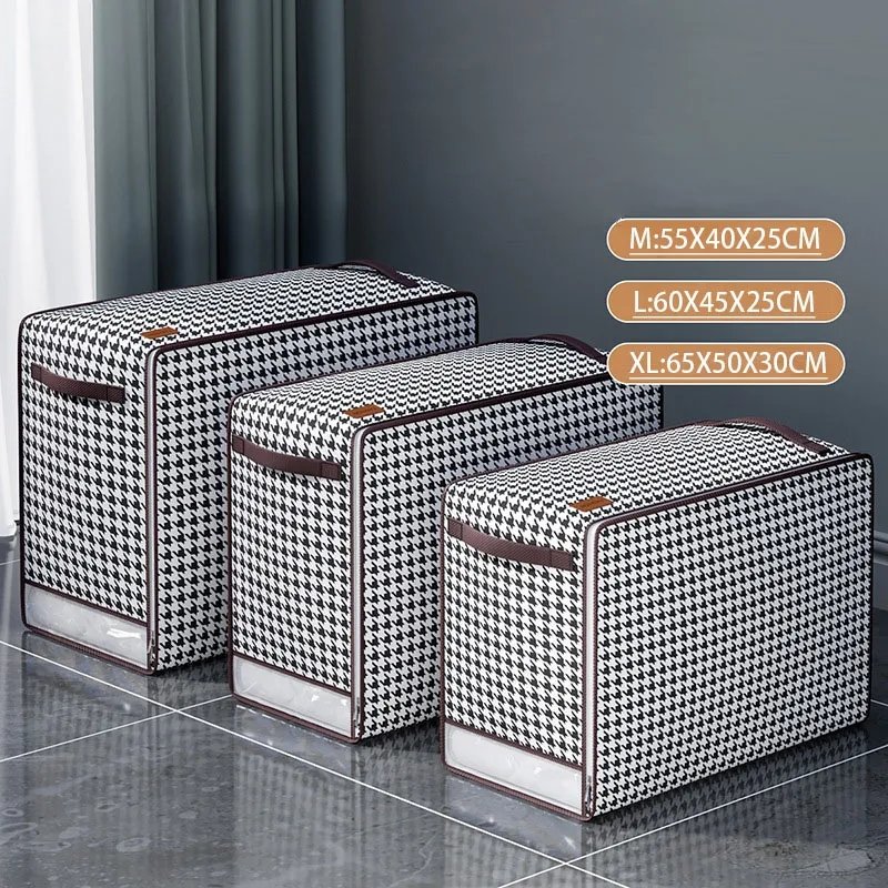Quilt Storage Bag Large Capacity Household Wardrobe Quilt Clothes Sorting Box With Zipper Dust-Proof Moving Soft Packing Bag Box