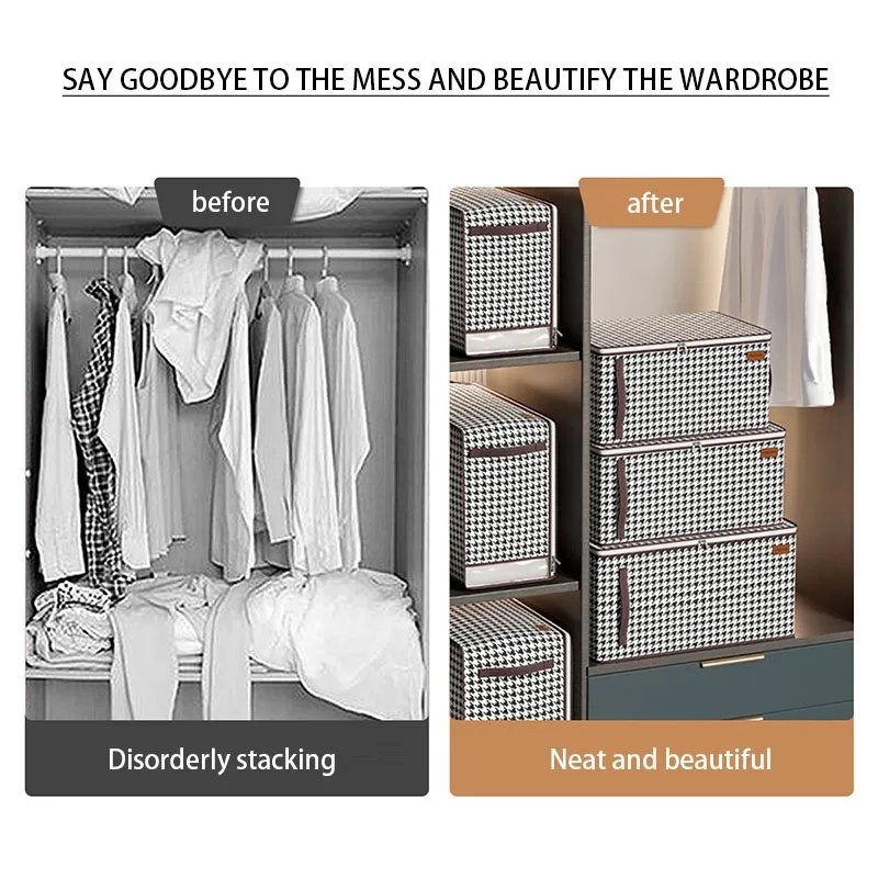 Quilt Storage Bag Large Capacity Household Wardrobe Quilt Clothes Sorting Box With Zipper Dust-Proof Moving Soft Packing Bag Box