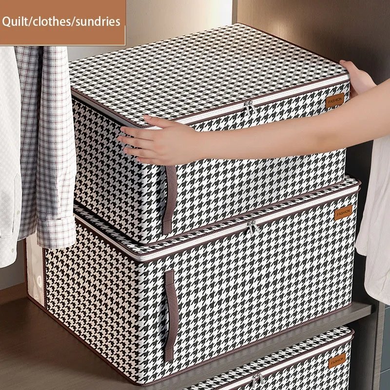 Quilt Storage Bag Large Capacity Household Wardrobe Quilt Clothes Sorting Box With Zipper Dust-Proof Moving Soft Packing Bag Box