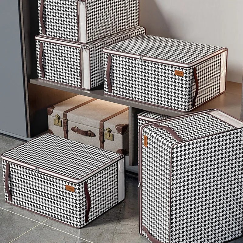 Quilt Storage Bag Large Capacity Household Wardrobe Quilt Clothes Sorting Box With Zipper Dust-Proof Moving Soft Packing Bag Box